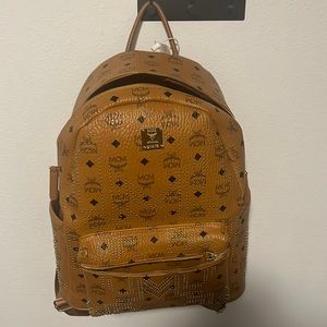 MCM Stark Side Stud Small Backpack/Cognac Color